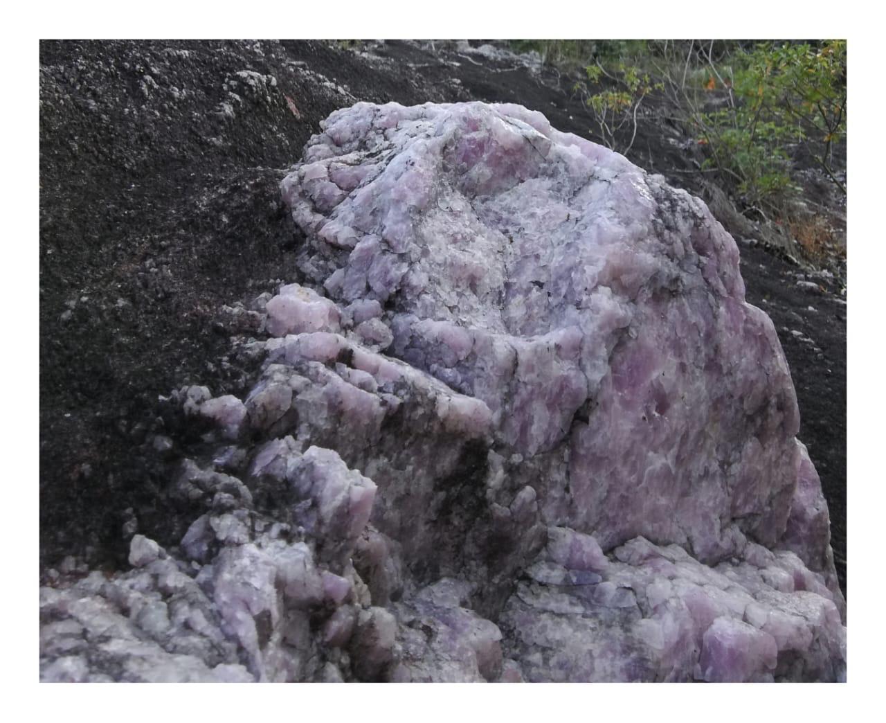Pink quartz rock surface